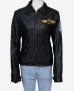 Charlotte Charlie Top Gun Black Leather Jacket For Sale