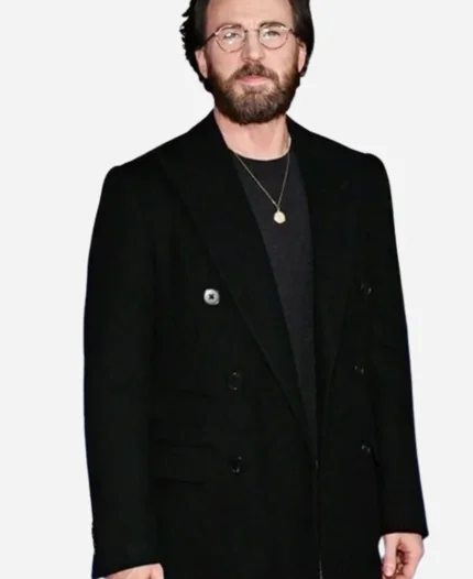 Chris Evans Red One NYC Premiere Black Wool Coat