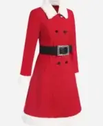 Christmas Double Breasted Red And White Belted Coat For Women’s