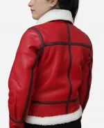 Christmas Shearling Red Faux Leather Jacket For Women