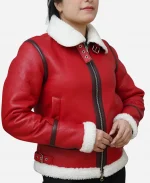 Christmas Shearling Faux Leather Jacket For Women