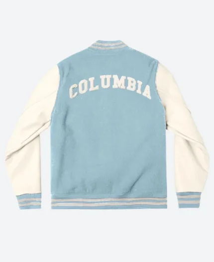 Columbia University Varsity Light Blue and White Full-Snap Jacket