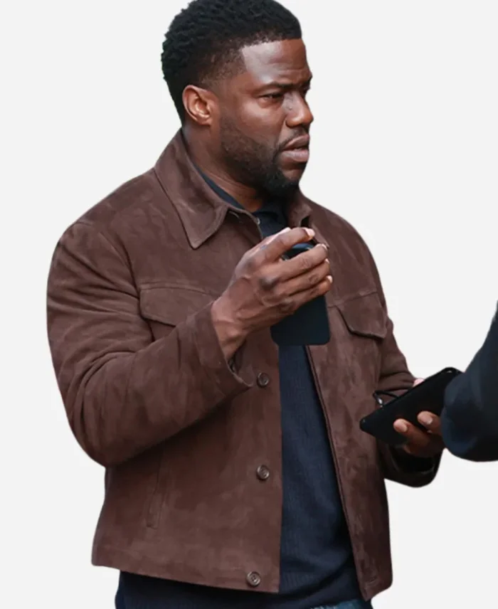 Cyrus  Movie Lift 2024 Kevin Hart Brown Suede Leather Jacket