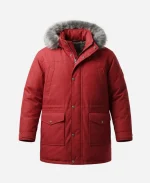 Daniel Roebuck Saint Nick of Bethlehem Nick Red Parka Hooded Jacket