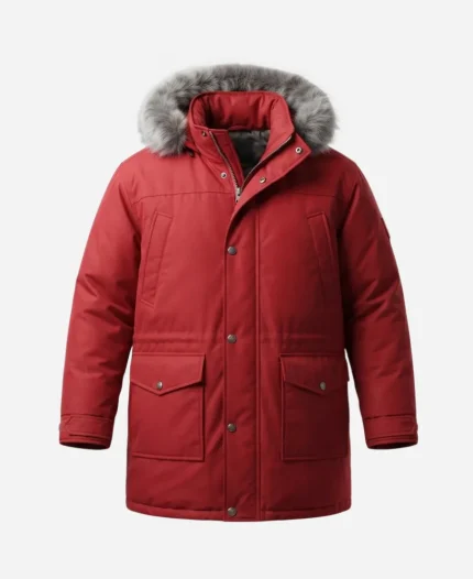 Daniel Roebuck Saint Nick of Bethlehem Nick Red Parka Hooded Jacket