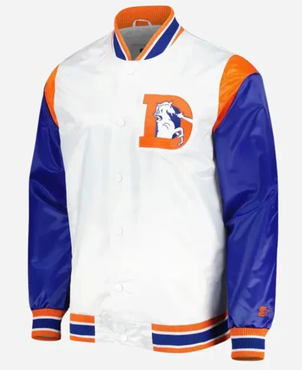 Denver Broncos Throwback Warm Up Pitch White & Blue Jacket