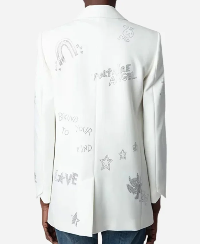 Elsbeth S02 Ciara Renée White Embellished Graphic Blazer