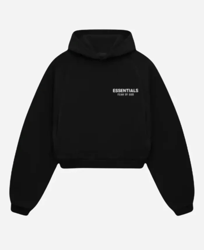 Essentials Cropped Black Hoodie