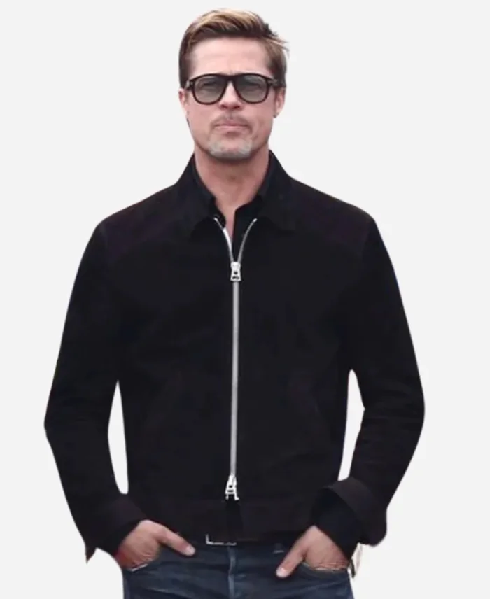 F1 2025 Brad Pitt Suede Leather Black Jacket