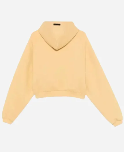 Fear Of God Essentials Cropped Yellow Pullover Hoodie For Womens