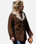 Florence Pugh Movie We live in Time Almut Brown Shearling Jacket