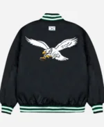 GOLF WANG Philadelphia Eagles Satin Full-Snap Black Bomber Jacket For Unisex