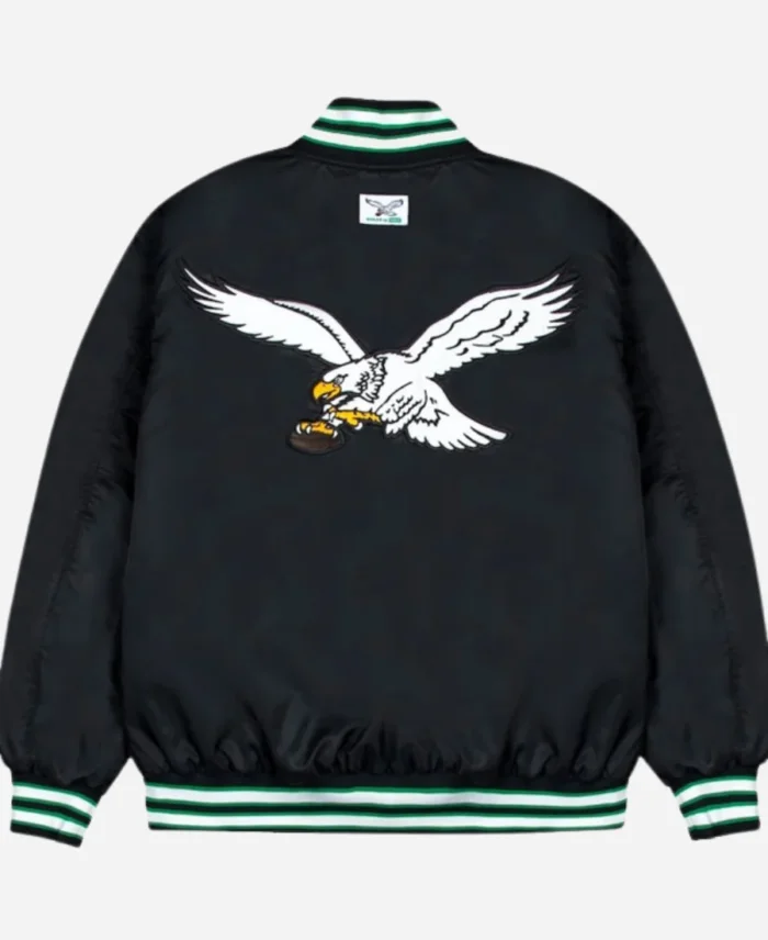 GOLF WANG Philadelphia Eagles Satin Full-Snap Black Bomber Jacket For Unisex