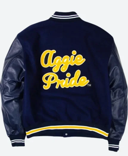 HBCU North Carolina A&T Aggie Pride Varsity Wool And Leather Jacket