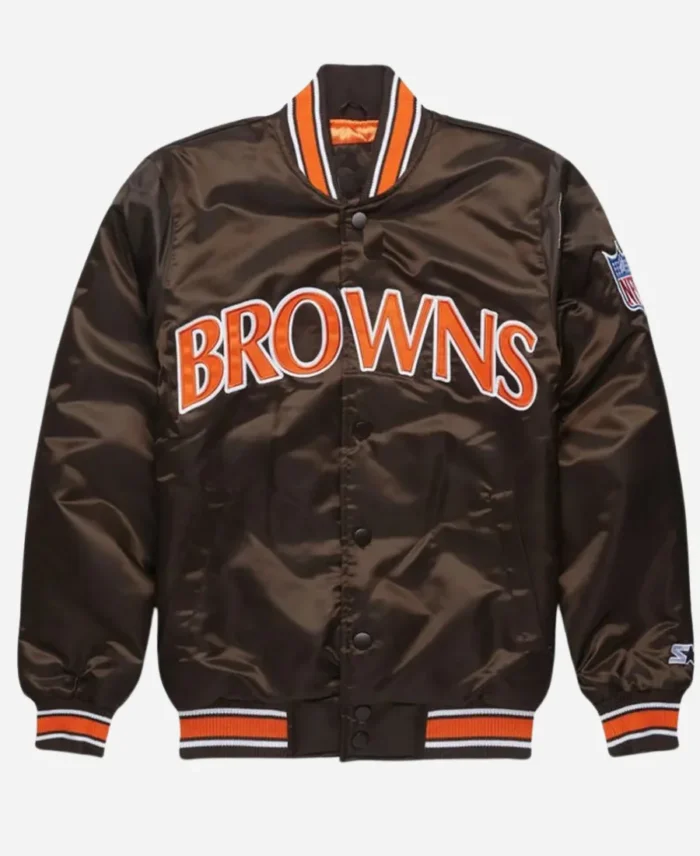 HOMAGE X Starter Browns Arch Heavyweight Satin Jacket For Sale