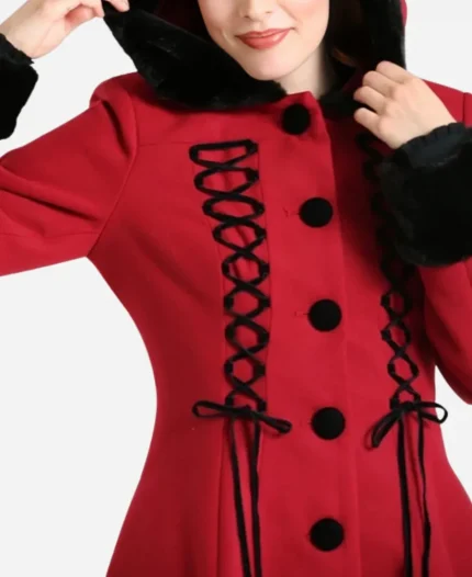 Hell Bunny Amaya Red & Black Long Coat