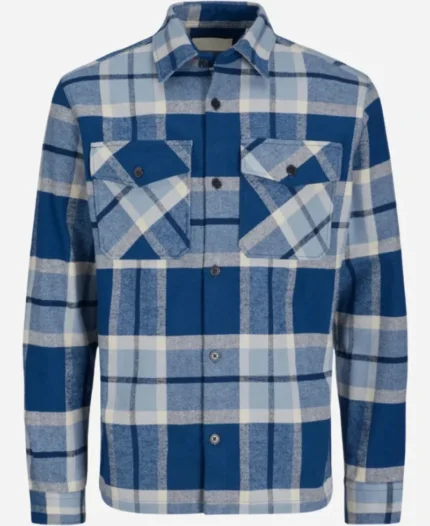 Jack Snowman Movie Hot Frosty 2024 Dustin Milligan Blue Plaid Shirt