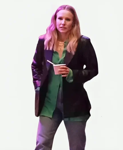 Joanne Nobody Wants This S01 Kristen Bell Black Leather Blazer for sale and free shipping