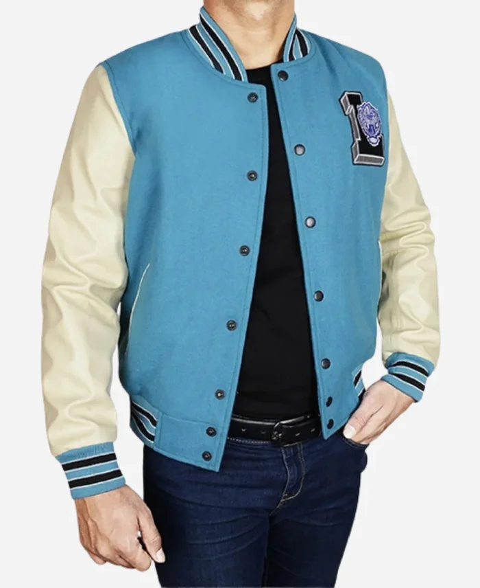 Justin Foley 13 Reasons Why Baseball Blue Varsity Jacket