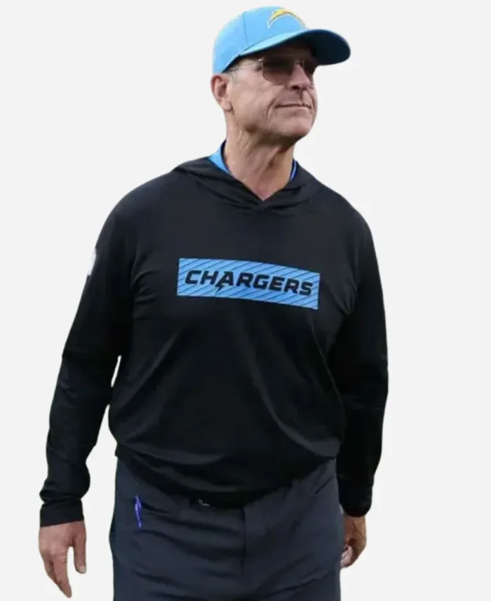 Los Angeles Chargers Jim Harbaugh Coach Pullover Black Hoodie