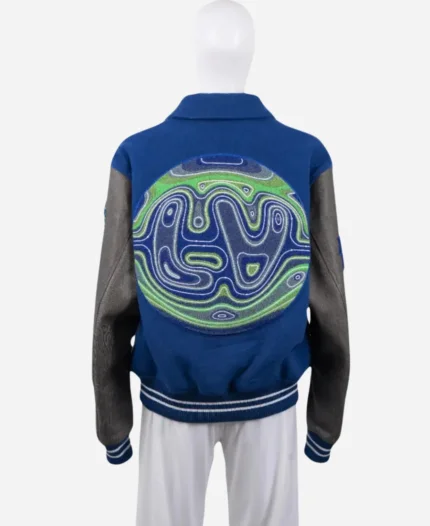 Louis Vuitton 2024 Embroidered Blue Bomber Varsity Jacket For Unisex
