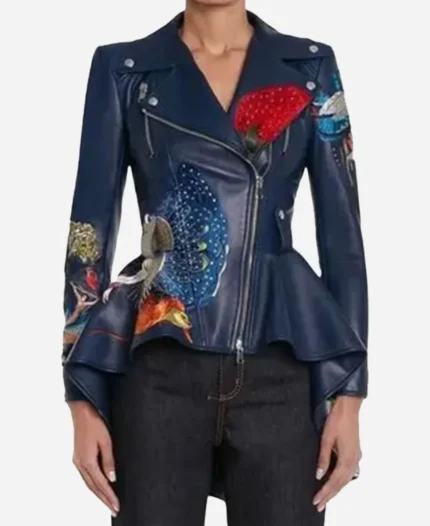 Margo TV Series No Good Deed 2024 Linda Cardellini Leather Peplum Biker Jacket