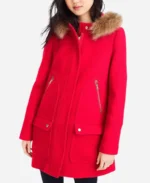 Marlie Collins Movie Just Like a Christmas 2023 Emily Wool Red Parka Jacket For Womens