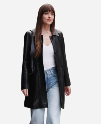 Materialists 2024 Dakota Johnson Black Leather Blazer