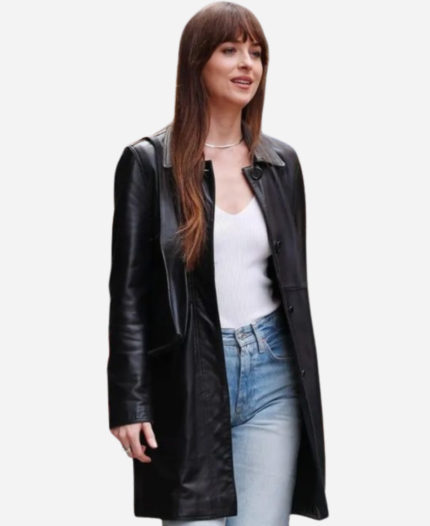 Materialists 2024 Dakota Johnson Black Leather Blazer For Sale