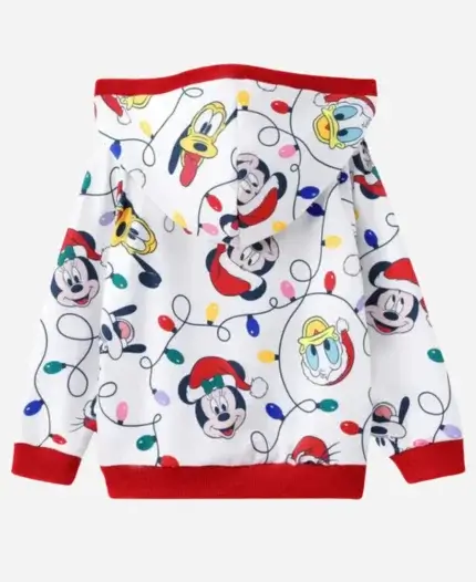 Mickey Mouse And Friends Christmas White & Red Pullover Cotton Hoodie For Unisex