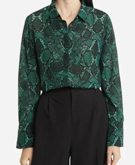 Morgan Tv Series High Potential 2024 Kaitlin Olson Green Snake Print Shirt