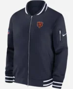 NFL Chicago Bears Sideline Coaches Zip-Up Blue Bomber Jacket For Sale