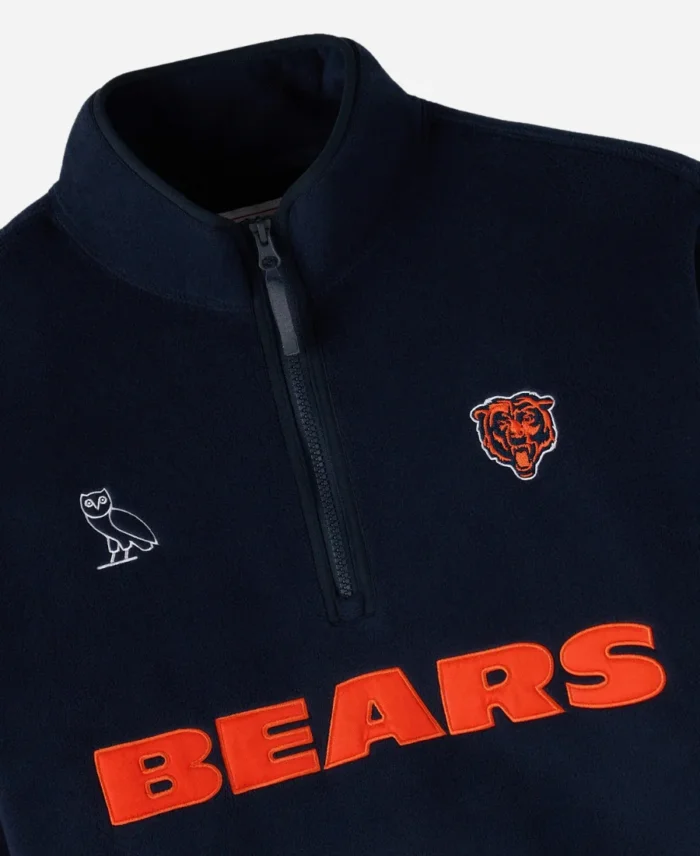NFL X OVO Chicago Bears Quarter Zip Mock Neck Fleece