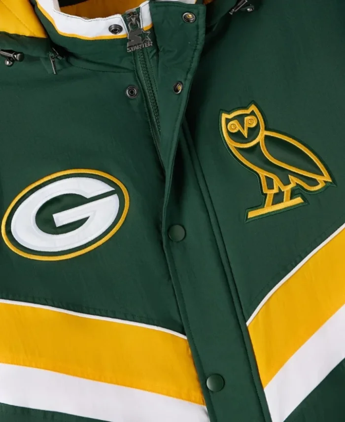 NFL X OVO Green Bay Packers Sideline Puffer Starter Jacket For Sale