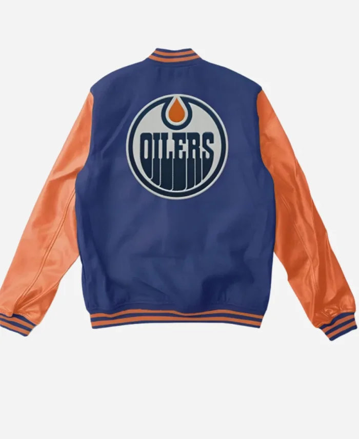 NHL Edmonton Oilers Varsity Wool And Leather Full-Snap Jacket