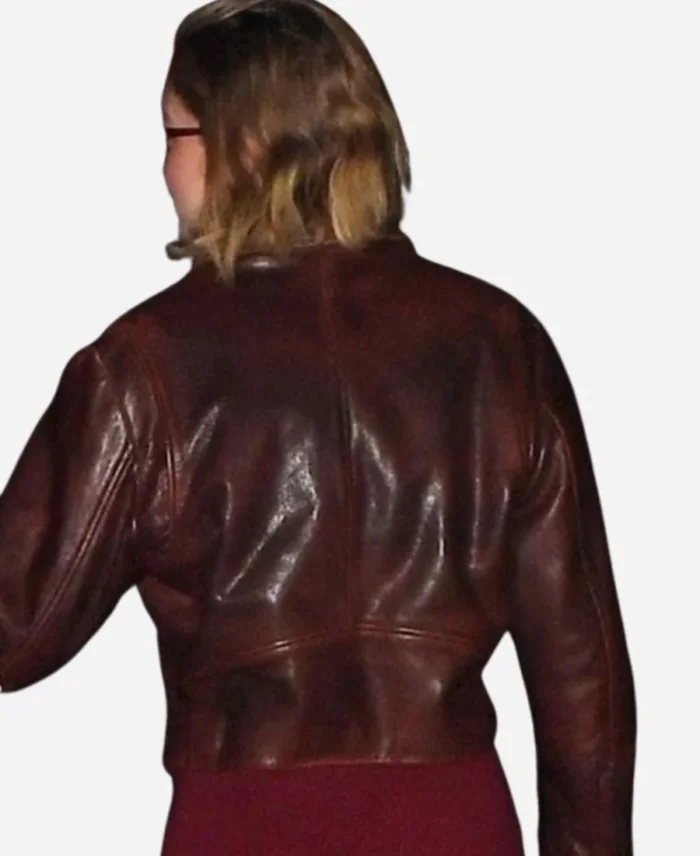 New York City Girls Night Out 2024 Gigi Hadid Brown Leather Jacket