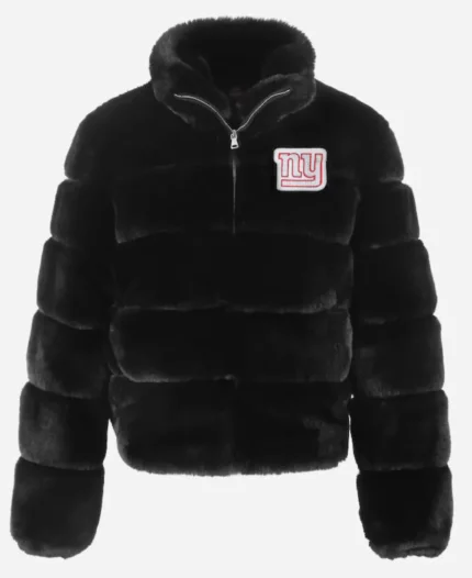 New York Giants Cuce Black Faux Fur Bomber Jacket For Sale