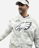 Nick Sirianni 2024 Salute to Service Philadelphia Eagles Nike Grey Camo Pullover Hoodie For Sale