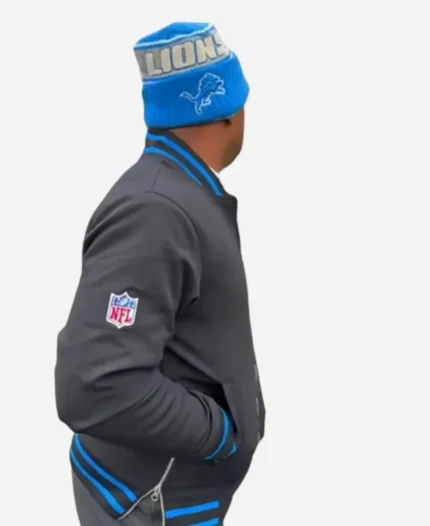 Nike Detroit Lions Blue Sideline Coach Antwaan Randle El Varsity Bomber Jacket