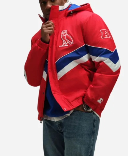 OVO Buffalo Bills Sideline Puffer Red Jacket