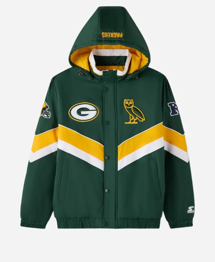 OVO Green Bay Packers 49ers Sideline Green Puffer Jacket