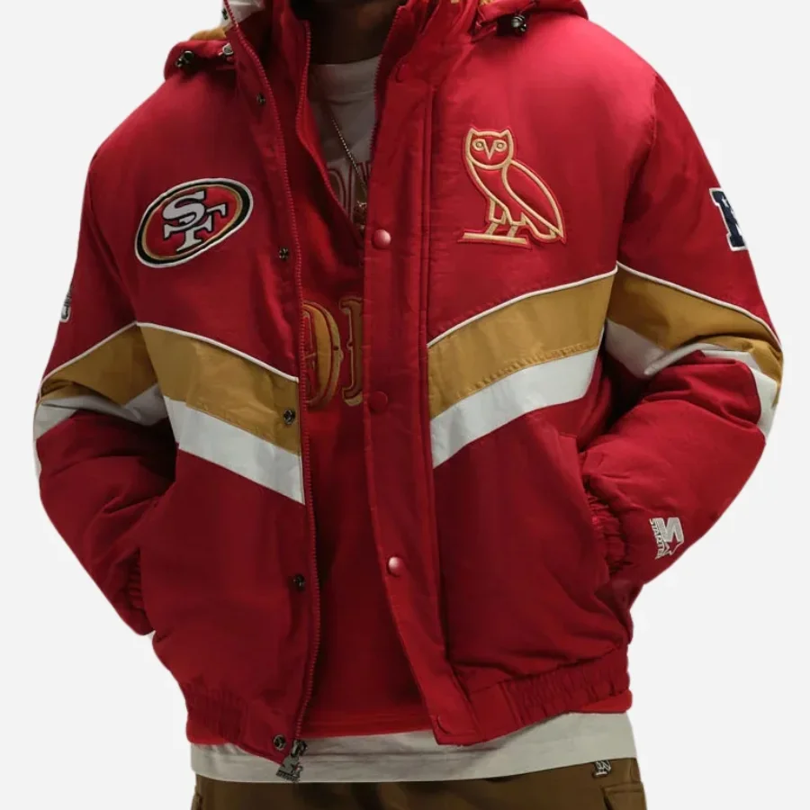 OVO San Francisco 49ers Sideline Puffer Hooded Jacket
