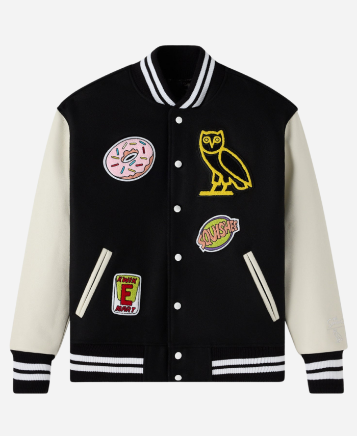 OVO The Simpsons Varsity Jacket Black & White