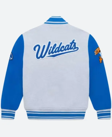 OVO X NCAA Kentucky Wildcats Grey & Blue Varsity Jacket For Sale