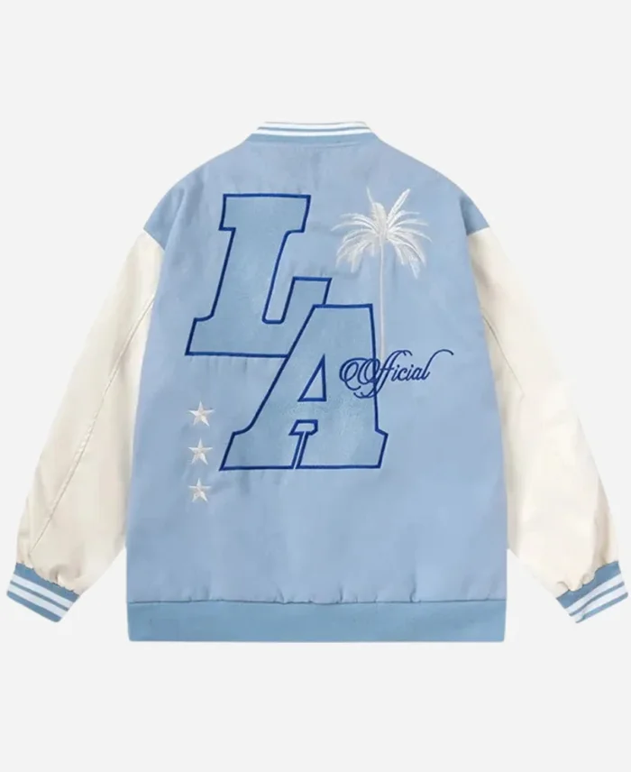 Oversized Los Angeles Baby Blue Varsity Bomber Jacket