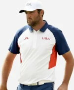 Paris 2024 Olympics Scottie Scheffler Color Block USA Polo Shirt For Sale