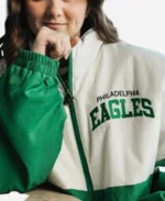 Philadelphia Eagles Green and White Starter Half-Zip Jacket For Unisex