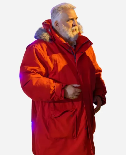 Daniel Roebuck Saint Nick of Bethlehem Nick Red Parka Hooded Jacket