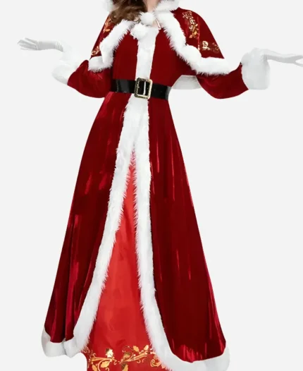 Santa Claus Christmas Trench Coat For Womens