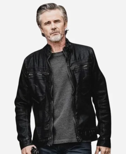 Sebastian James Movie 72 Hours 2024 Sam Trammell Black Leather Jacket